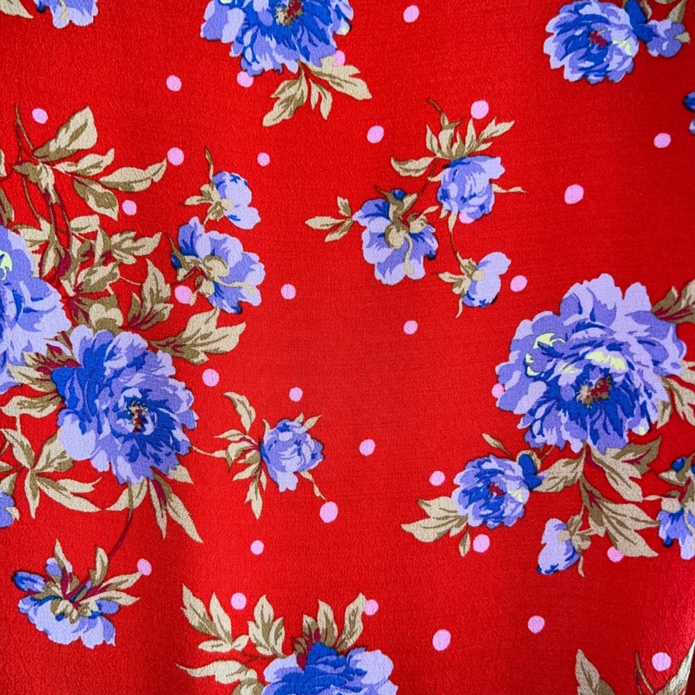 Zara Floral Mini Dress Wrap Long Sleeve Red Blue Polka‎ Dot M - Picture 7 of 12